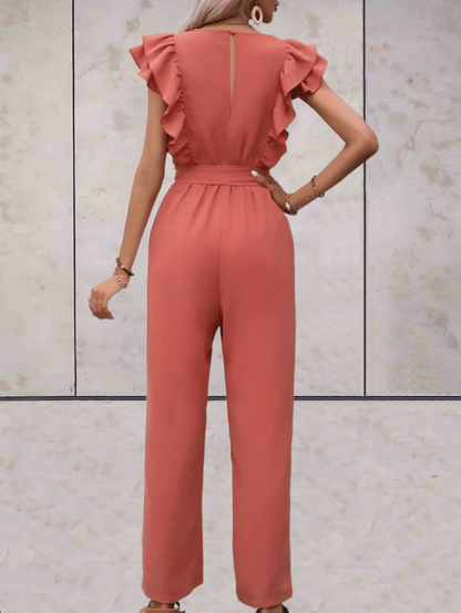 Chic Flare Sleeve V-Neck Romper
