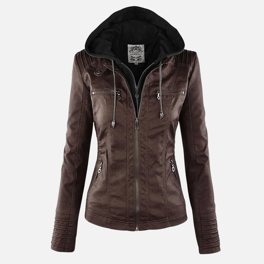 Women's Leather Hooded Utility Jacket