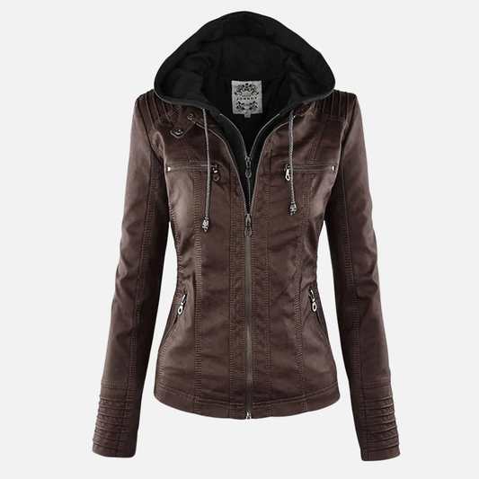 Women's Leather Hooded Utility Jacket