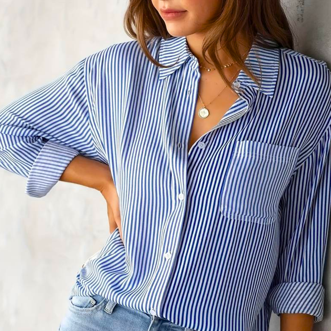 Classic Vertical Stripe Blouse Shirt