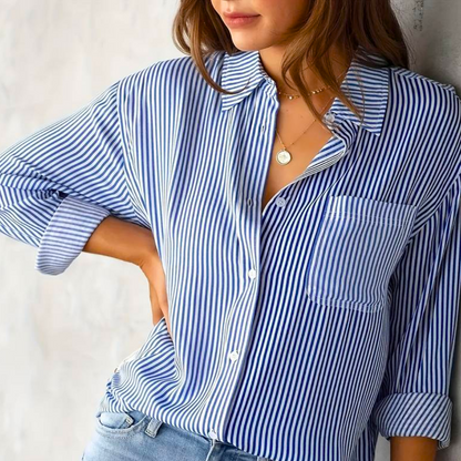 Classic Vertical Stripe Blouse Shirt