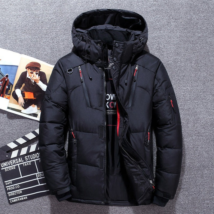 Warm Mens Parka Coat with Hood and Zip Pockets - Luxivelle