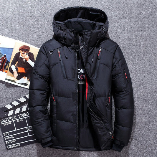 Warm Mens Parka Coat with Hood and Zip Pockets - Luxivelle