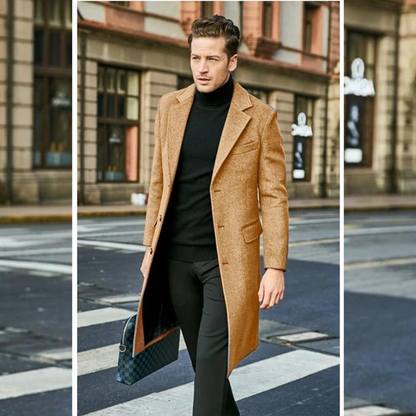 Classic Men's Overcoat with Lapel Collar