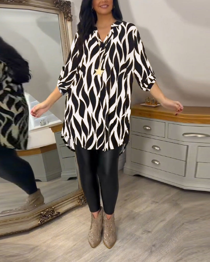 Fashionable Patterned Loose Fit Top
