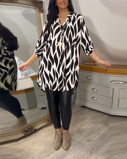 Fashionable Patterned Loose Fit Top