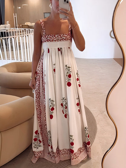 Beautiful Red Floral Maxi Dress