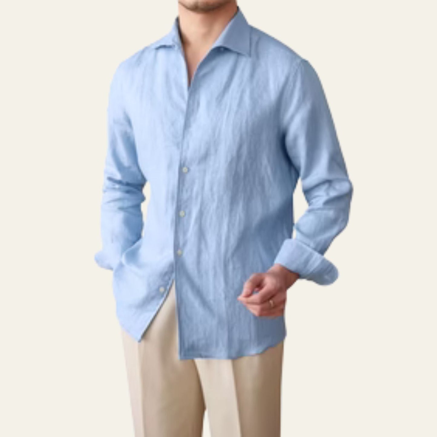 Relaxed Fit Men's Cotton Long Sleeve Dress Shirt
