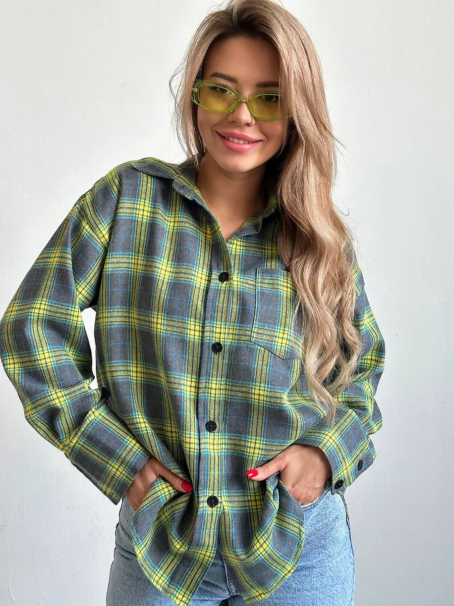Classic Checkered Women's Flannel Shirt - Luxivelle