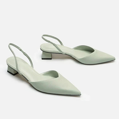 Comfortable Women's Leather Pointed Toe Block Heel Sandals