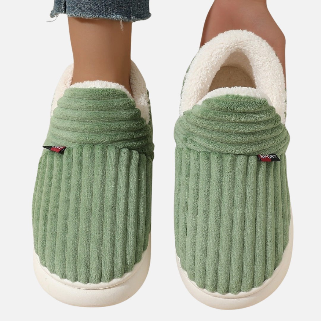 Women's Fleece-Lined Slippers - Soft Corduroy Indoor Bootie Shoes
