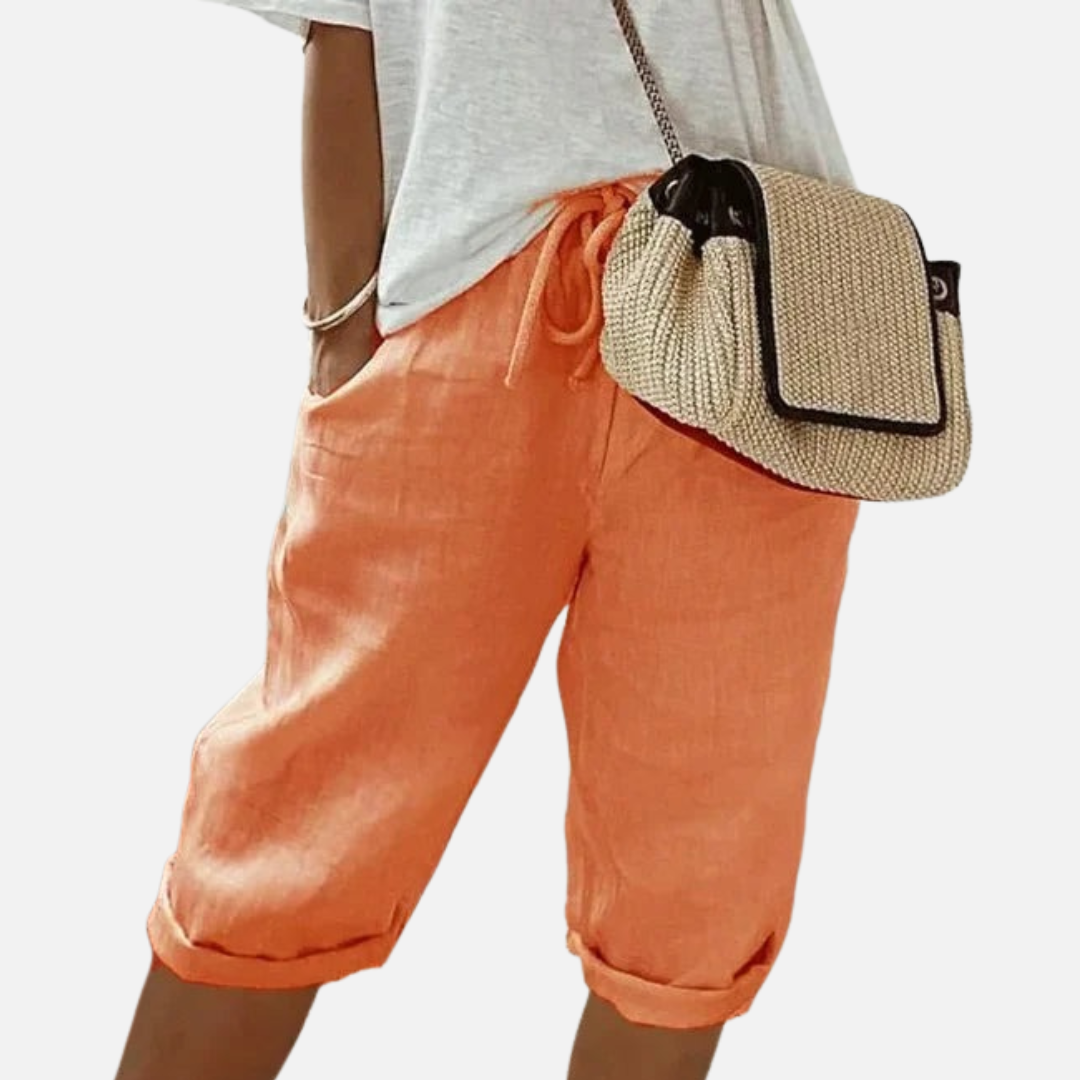 Women's Linen Short Pants Crop Trousers