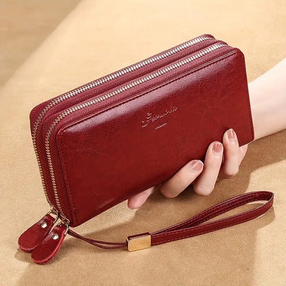 Premium Leather Travel Clutch Wallet with Phone Pocket - Luxivelle