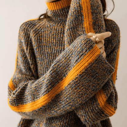 Colorful Cable Crew Neck Sweater - Luxivelle