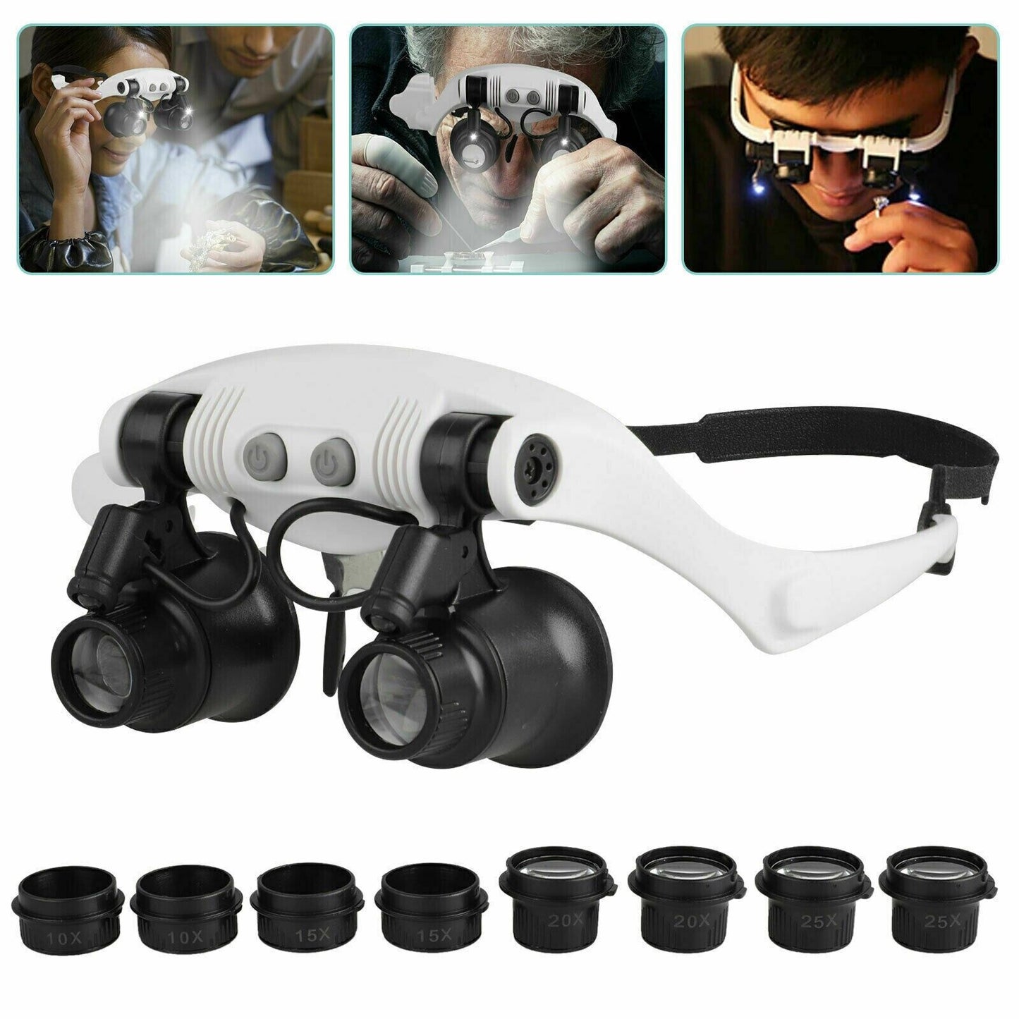 Versatile LED Magnifying Headband for Jewelry Repair