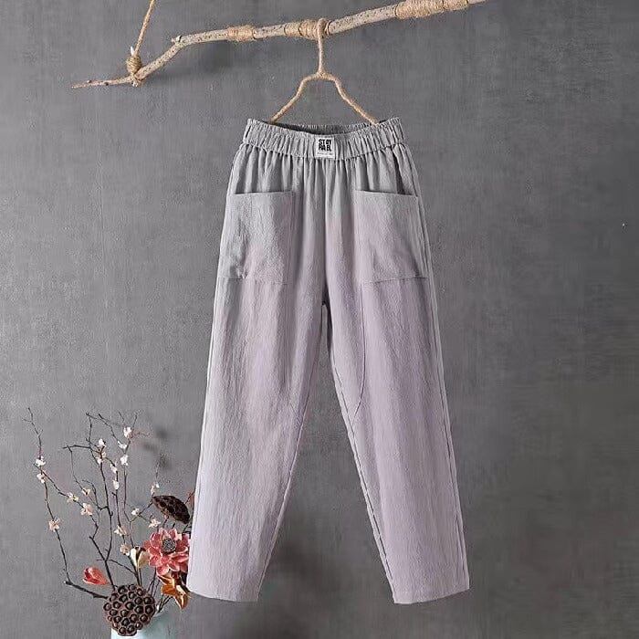 Variant image for Emma White Linen Pants | Women's Casual Trousers-17