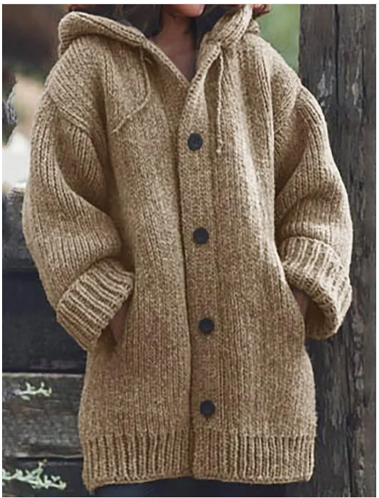 Warm Women's Layered Cardigan with Hood