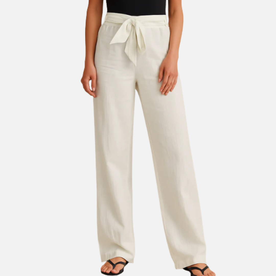 Nida | Women's Tie Waist Linen Trousers
