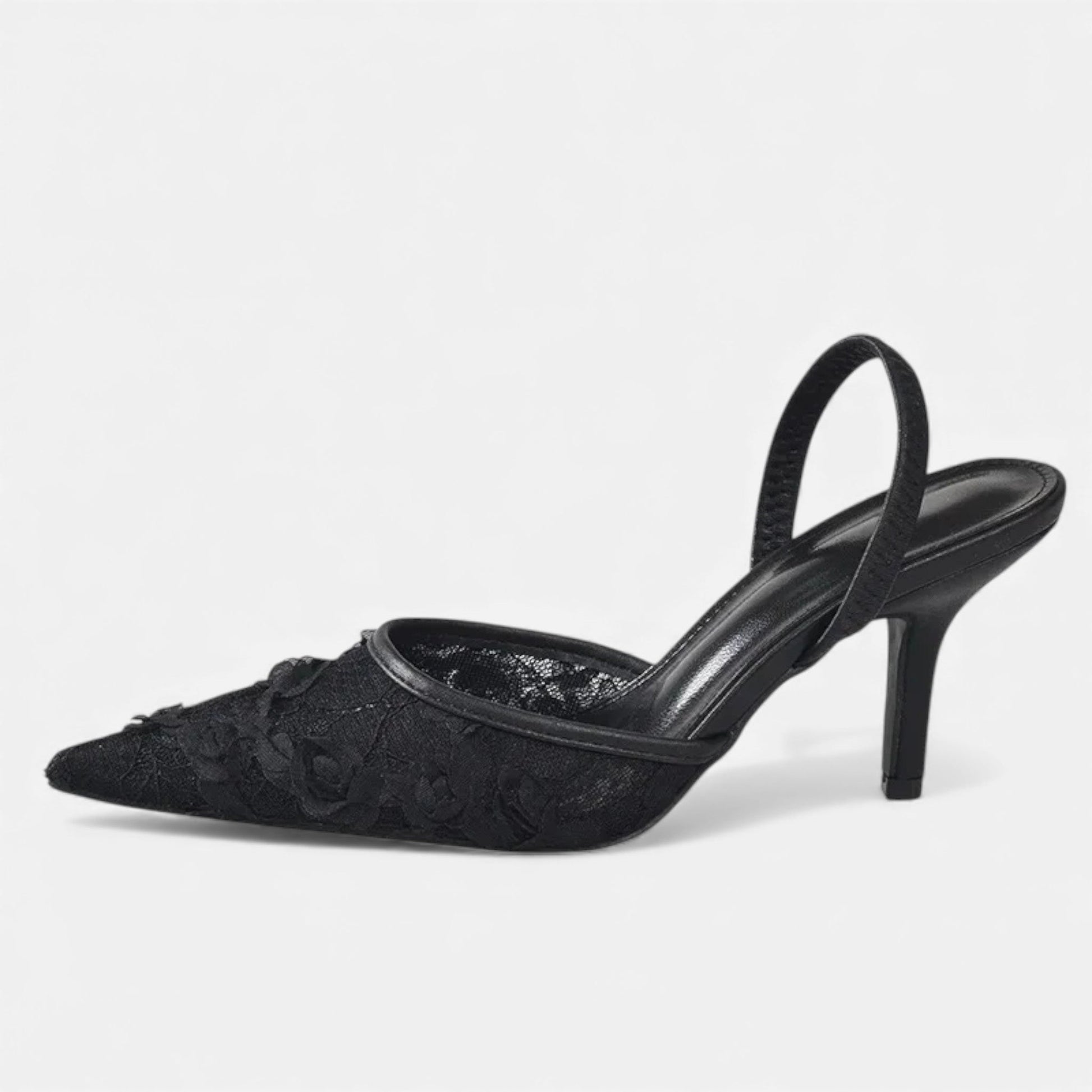 Ladies Elegant Lace High Heel Shoes - Luxivelle