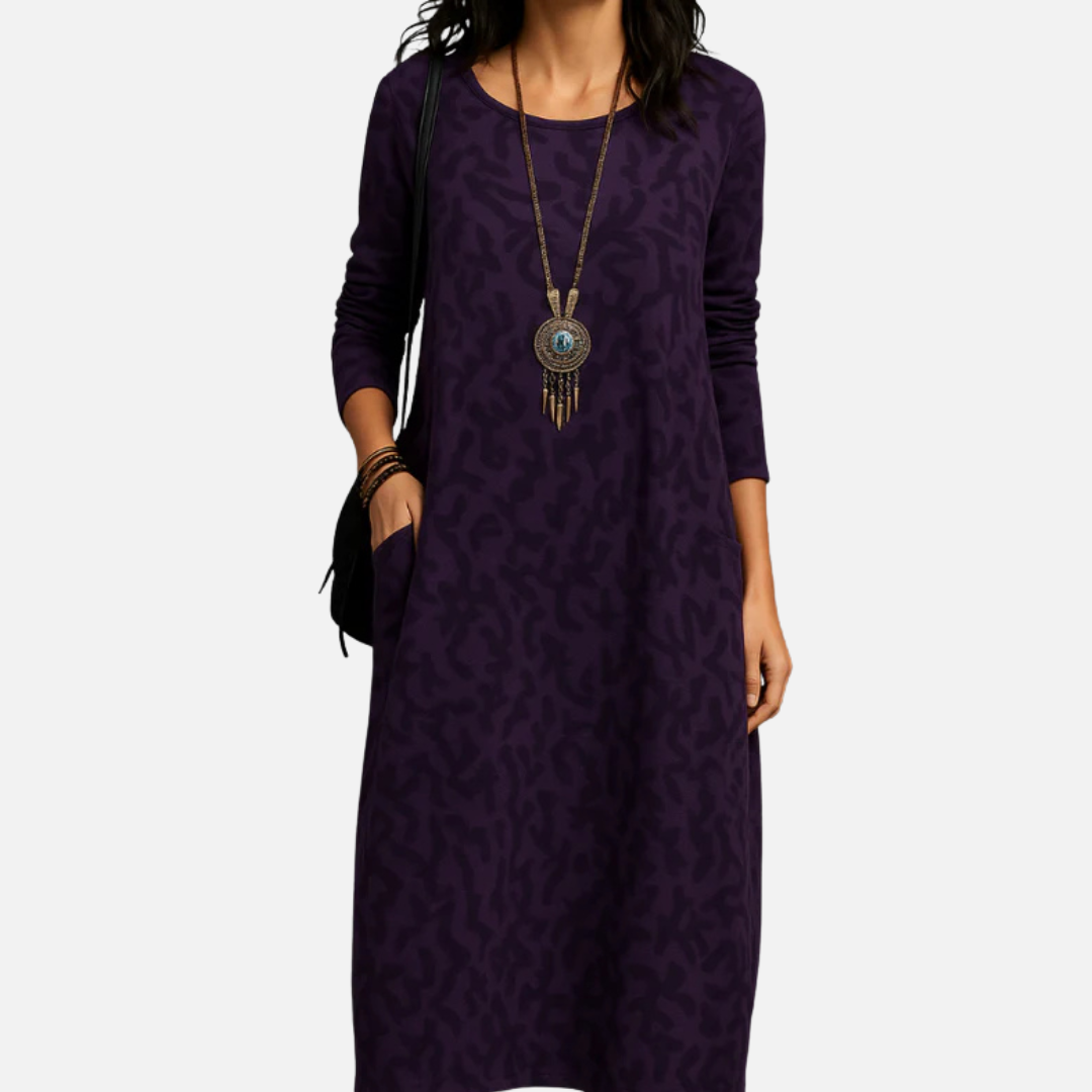 Jasmine | Long Sleeve Abstract Maxi Dress