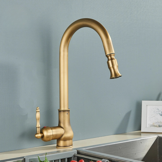 Classic Brass Kitchen Faucet - Traditional Mixer Tap - Luxivelle