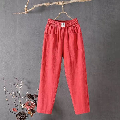 Emma White Linen Pants | Women's Casual Trousers-6