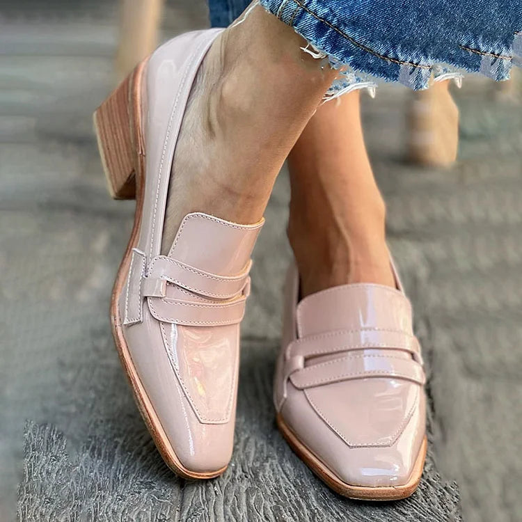 Classic Ladies Leather High Heel Slip Ons - Luxivelle