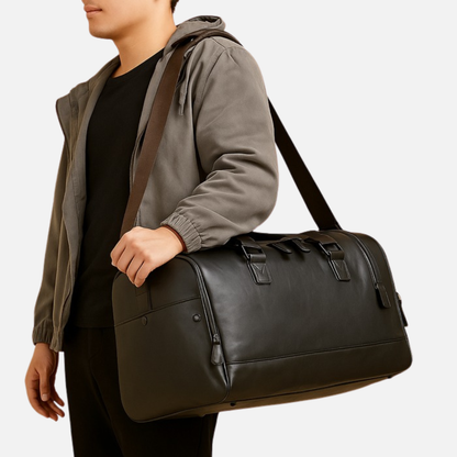 Men's Large Faux Leather Weekend Bag - Travel Duffle Overnight Bag