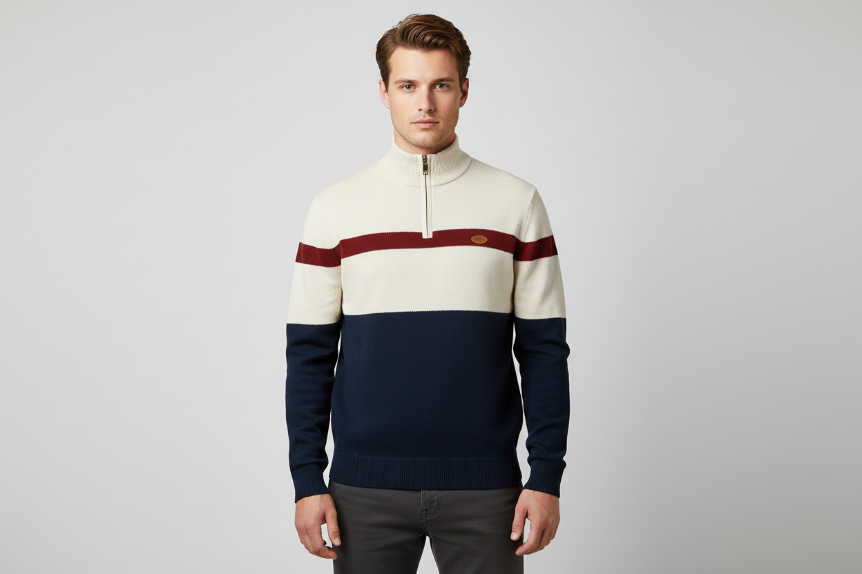 Men's Fitted Zip Up Sweater - Luxivelle