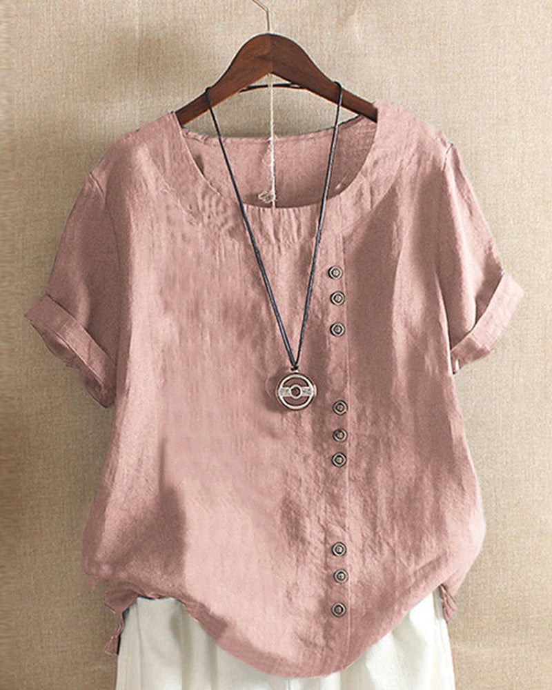 Variant image for Kelly Women's Blouse - Elegant Monochrome Short-Sleeved Top-1