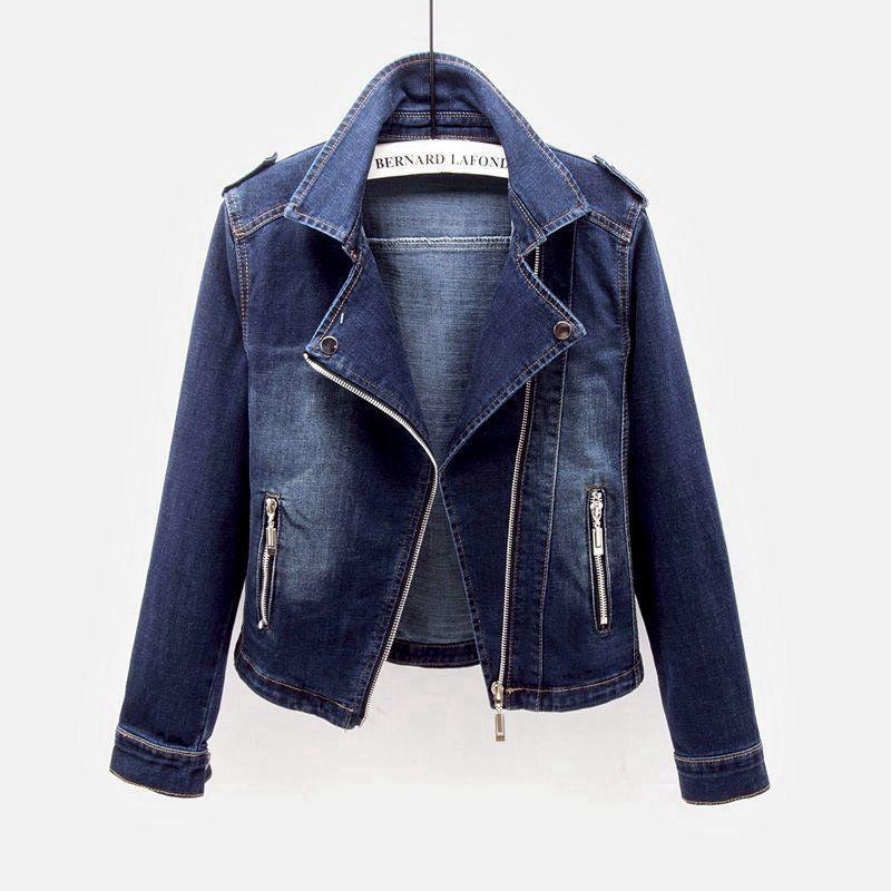 Blue Vintage Bike Leather Jacket
