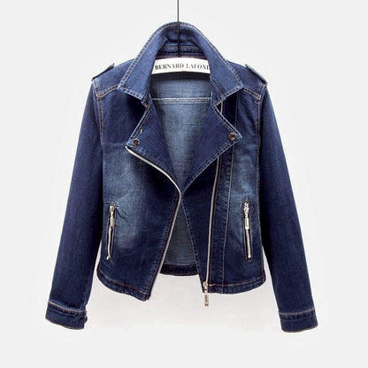 Blue Vintage Bike Leather Jacket