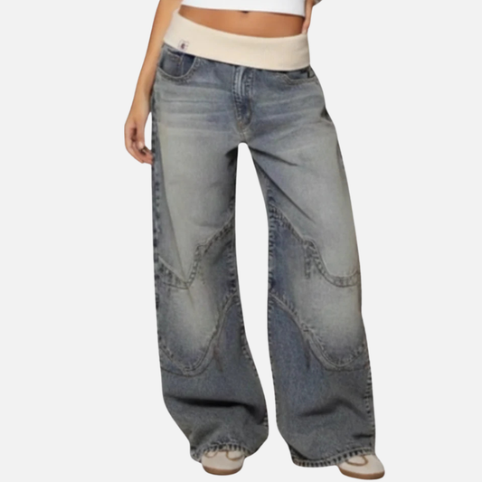 Women’s Wide-Leg Jeans with Elastic Waist