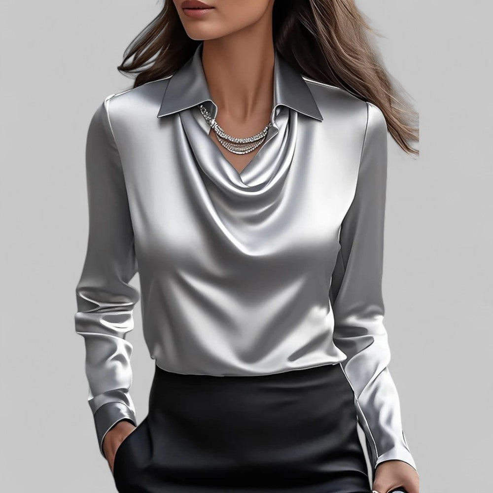Relaxed Fit V Neck Women's Blouse