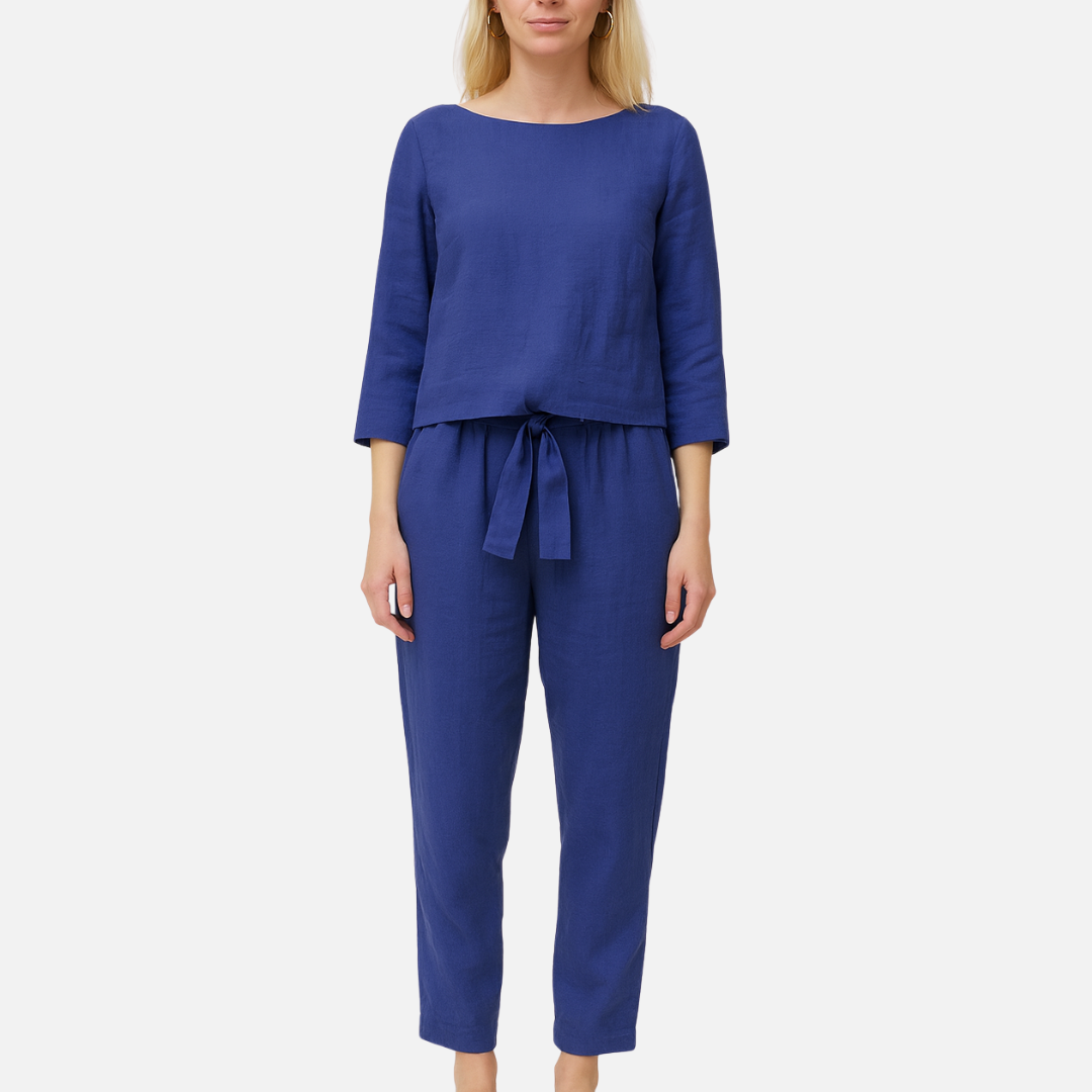 Women's Linen Co-ord Set - Breathable Summer Top & Trousers