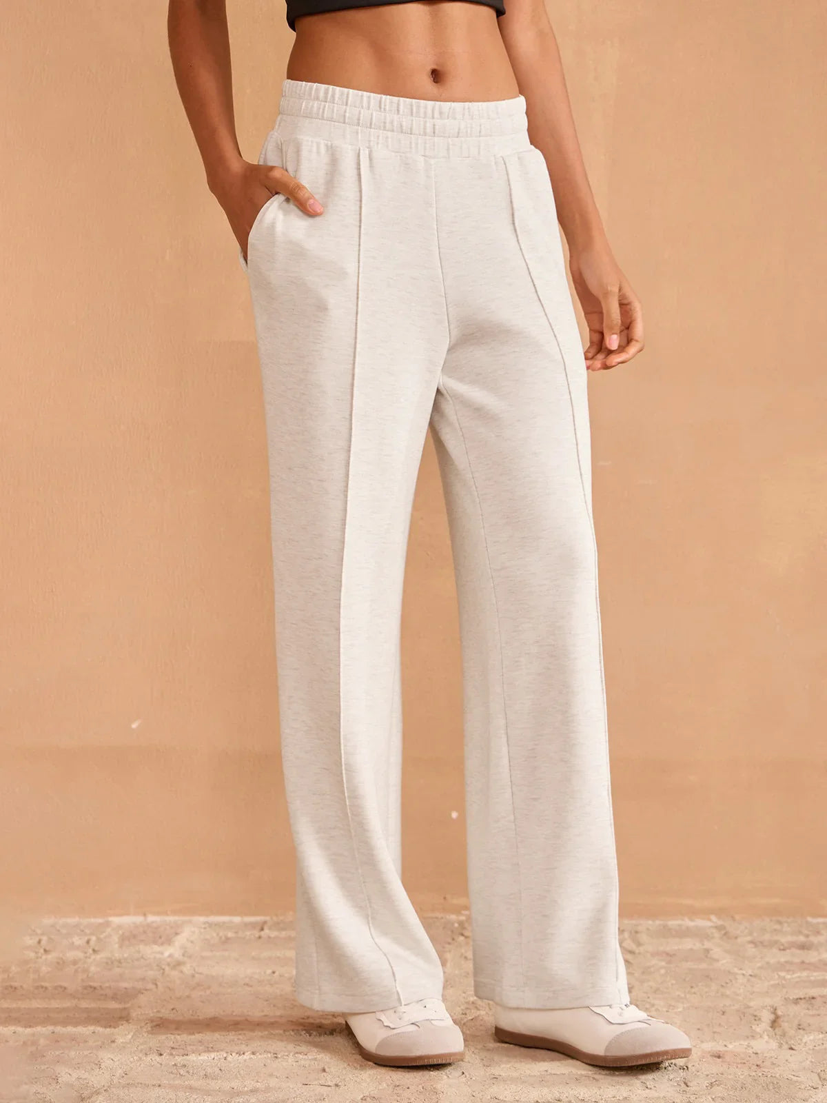 Comfortable Elastic Waist Wide Leg Trousers