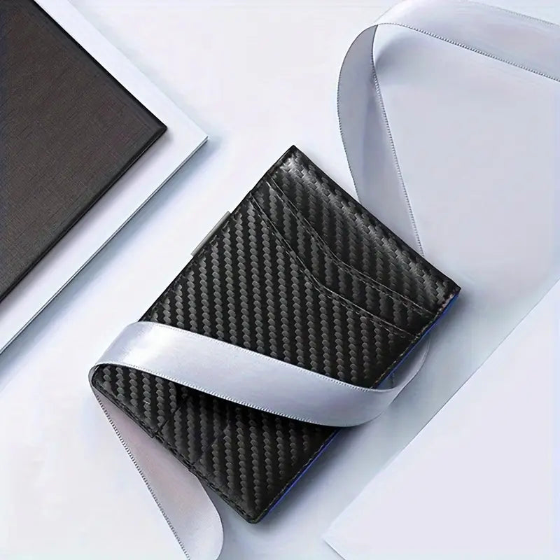 Secure Slim Travel Wallet – Black Leather Fold for Men
