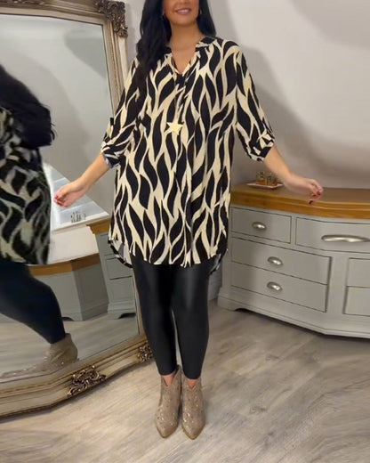 Fashionable Patterned Loose Fit Top - Luxivelle