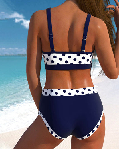 Classic High Waisted Dot Print Swimsuit