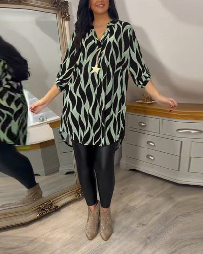 Fashionable Patterned Loose Fit Top
