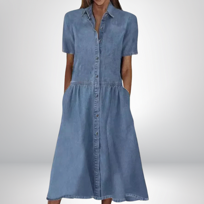 Fashionable Blue Jeans Dress - Luxivelle