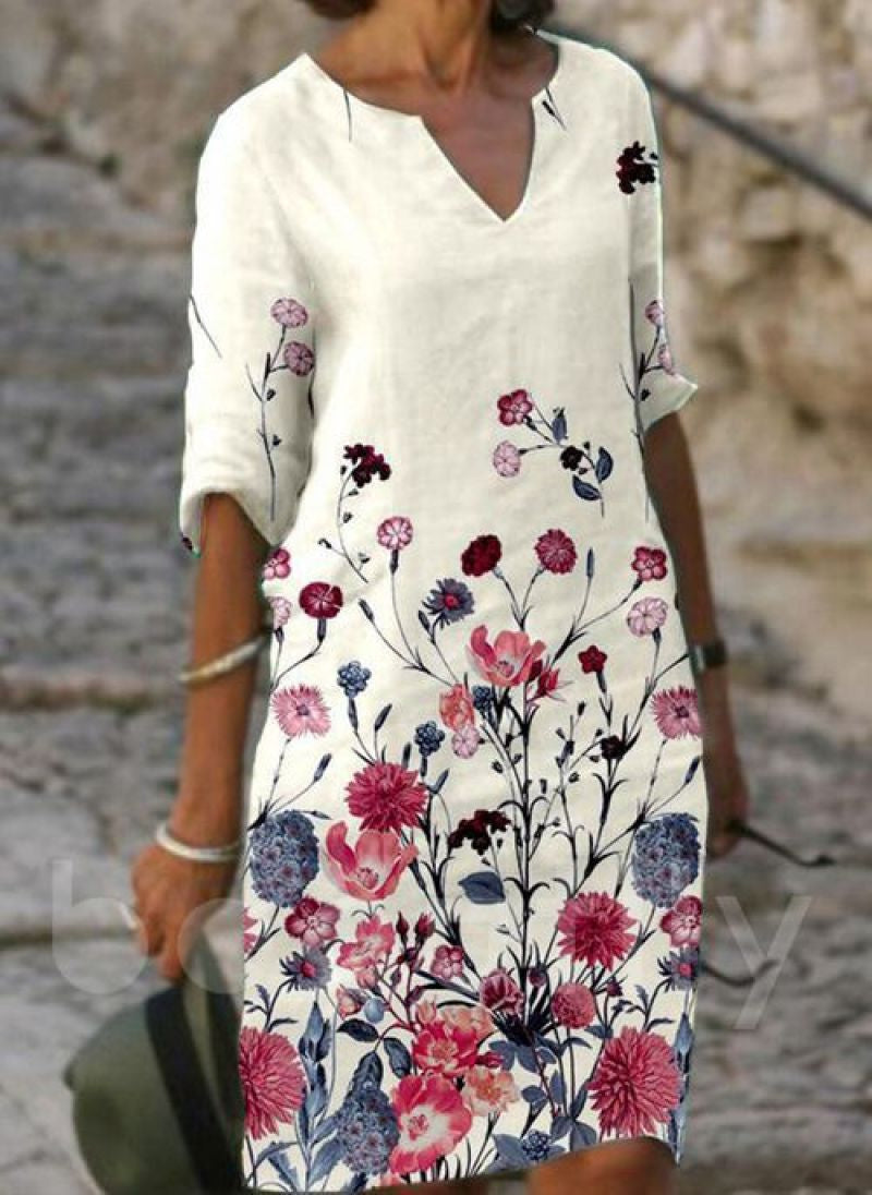 Pretty Flower Pattern Dress - Luxivelle