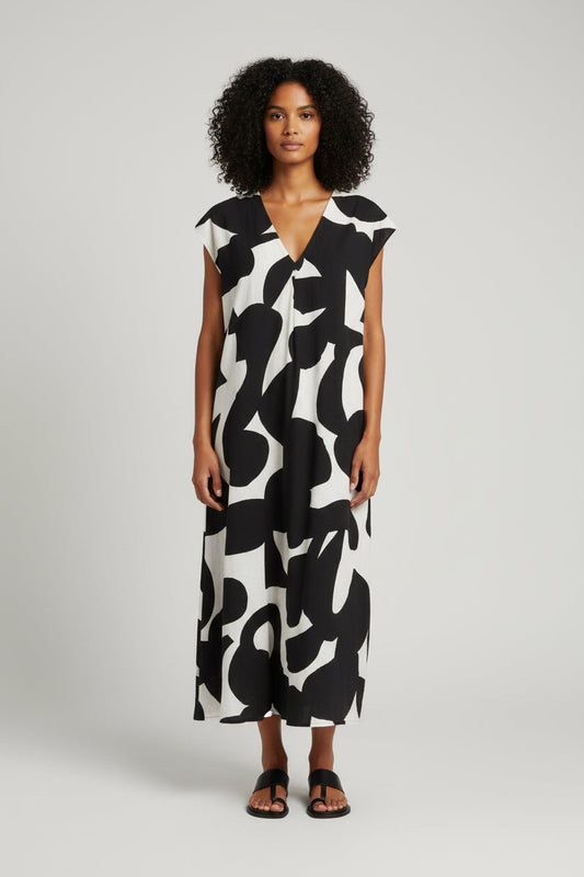 Trendy V Neck Floral Long Dress - Luxivelle