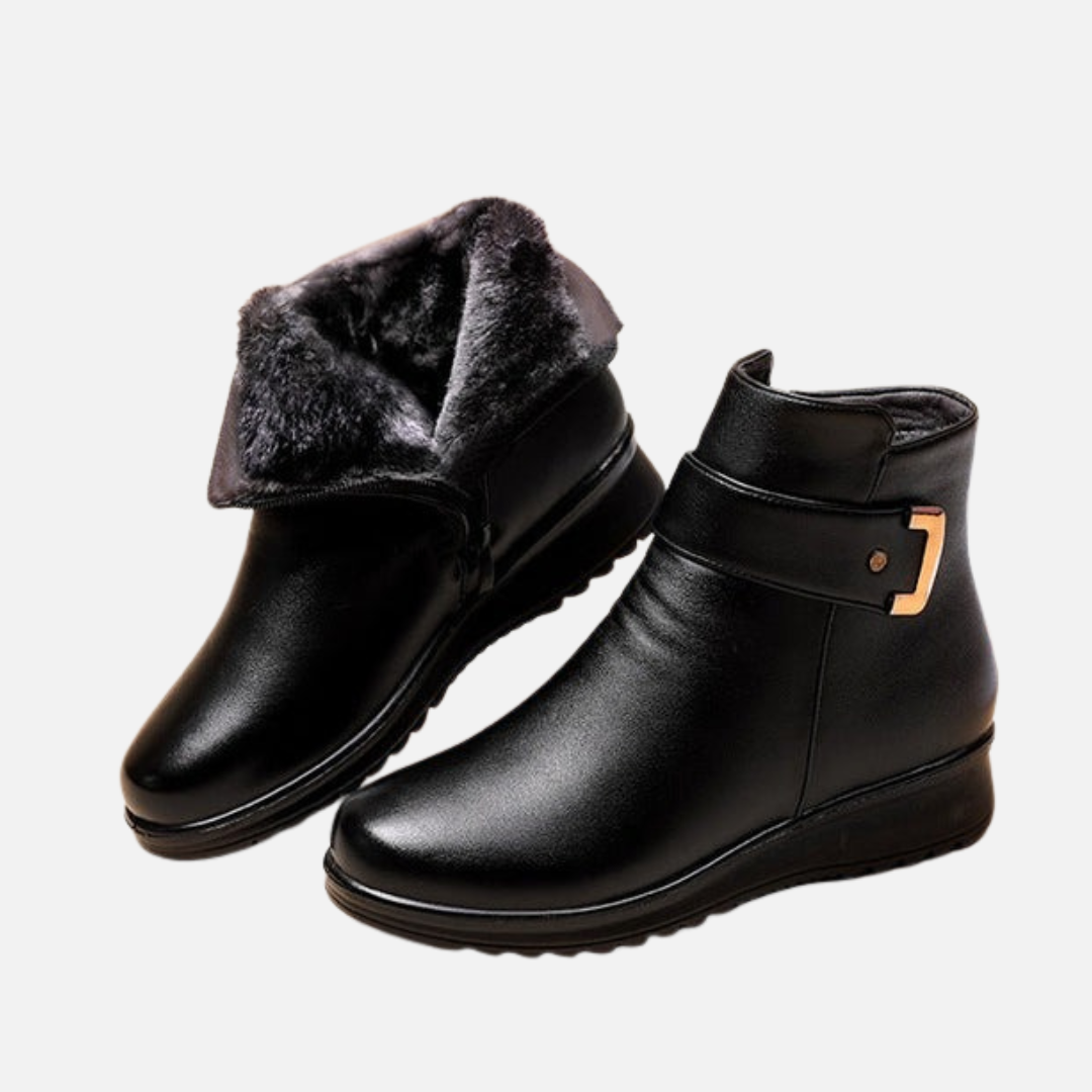 Women's Ankle Boots - Warm Faux Fur Lined Comfort Walking Shoes