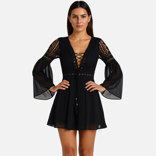 Women's Elegant Black Mini Cocktail Dress