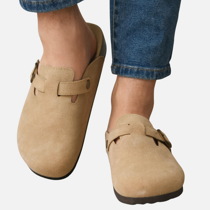 Men's Suede Buckle Mules