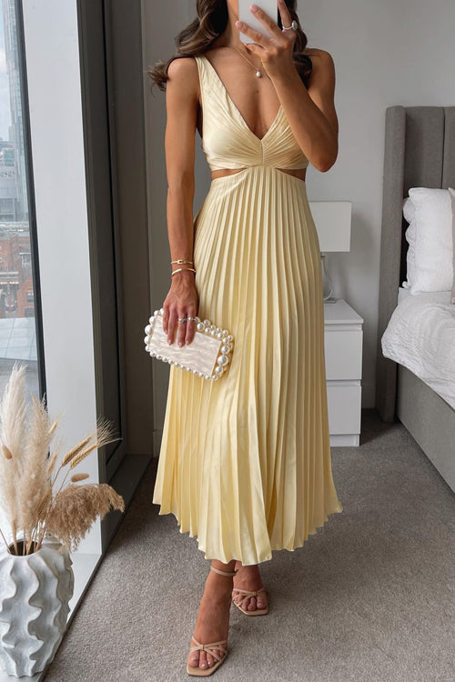 Fashionable V Neck Plain Maxi Dress - Luxivelle