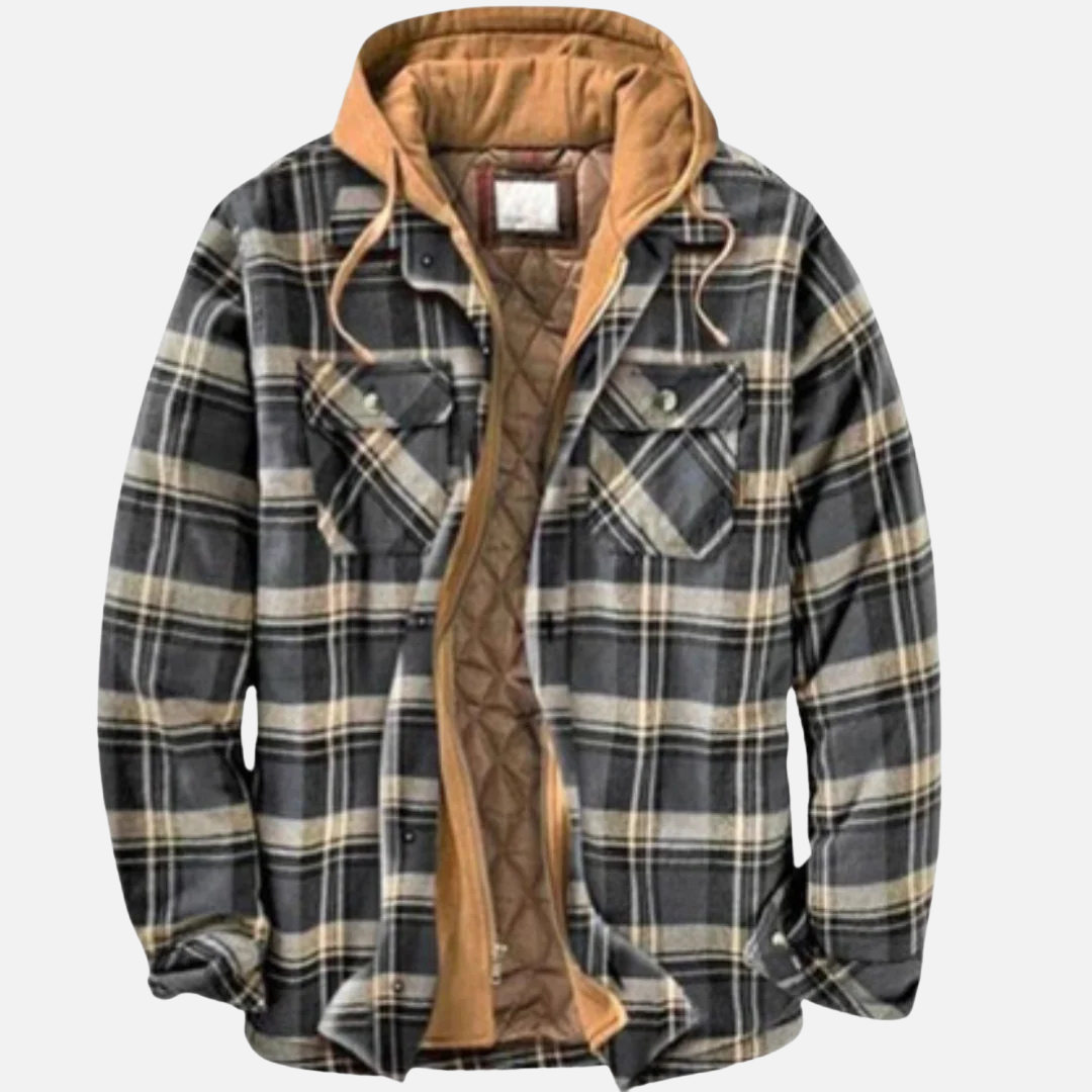 Arman | Men's Quilted Plaid Hooded Jacket