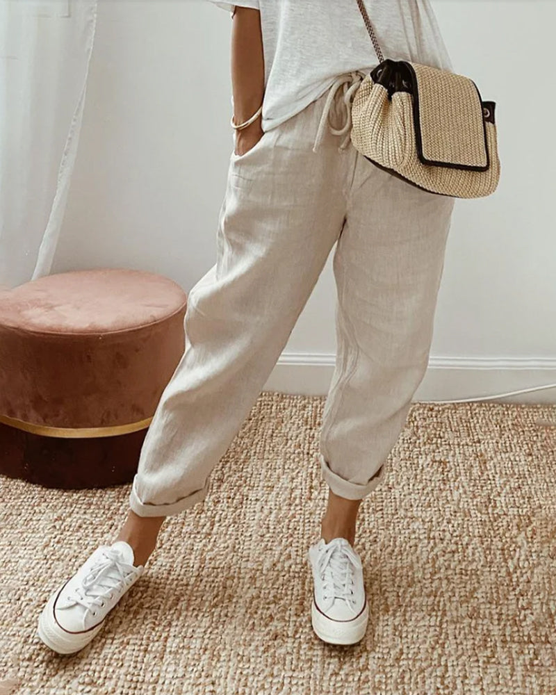 Relaxed Fit Classic Waist Trousers - Luxivelle