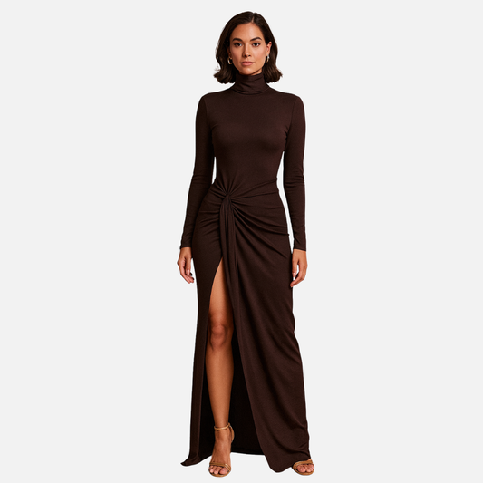Women's Elegant Maxi Dress – High Neck Bodycon Gown